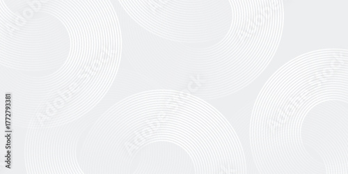 Modern white glowing geometric lines on gray background. Modern shiny blue circle lines pattern art abstract modern design