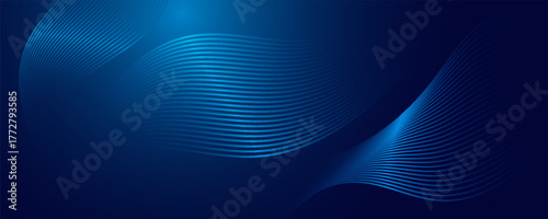 Abstract modern blue background with smooth lines. Dynamic waves. Vector illustration