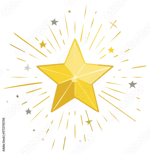 Radiant Golden Star Exploding with Energy and Sparkles
