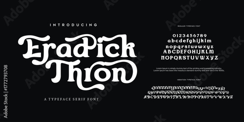 Premium luxury elegant alphabet letters and numbers. Vintage wedding typography classic serif font decorative vintage retro. creative vector illustration