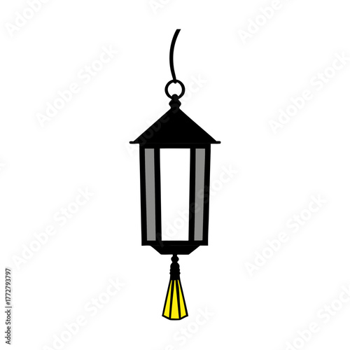 traditional hanging lantern with gold tassel glow