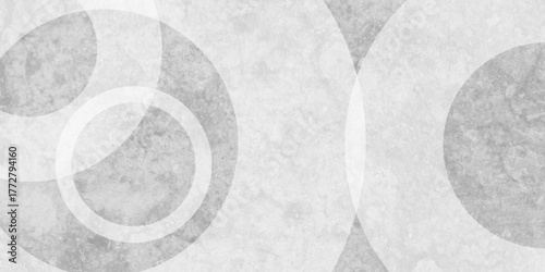 White abstract background with white circle rings in faded distressed vintage grunge texture design. Geometric grey textured abstract modern background - stock illustration.Grunge abstract background
