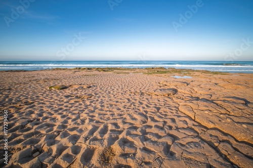 Sunlight highlights the san...