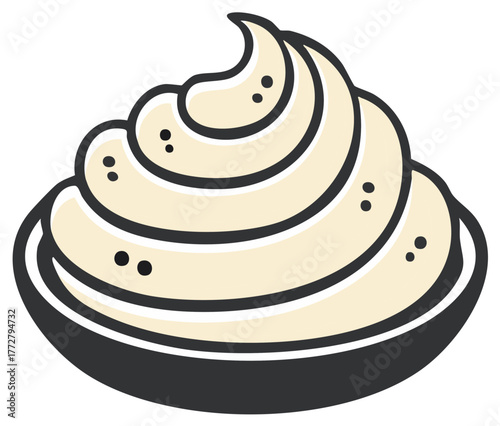 Creamy Dessert in Bowl Swirl Sweet Topping Decorative Dessert Delicious Food Icon