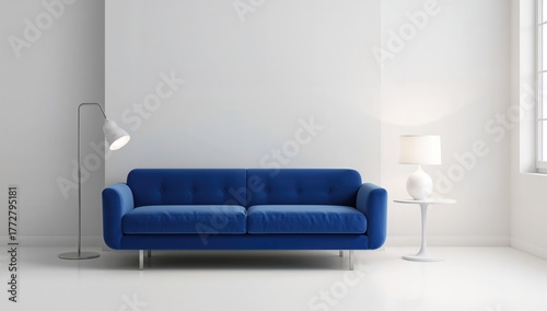 Bright room featuring a blu...