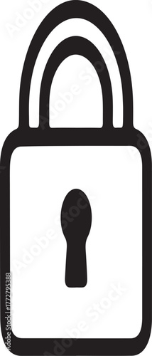 Cyber security shield icon with padlock silhouette symbol. Data protection, privacy lock emblem, antivirus firewall defense, secure login authentication guard vector illustration