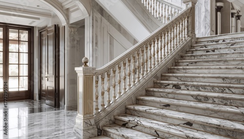 Elegant marble staircase en...