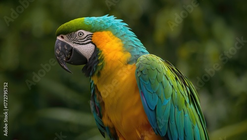 Vibrantly hued macaw bird