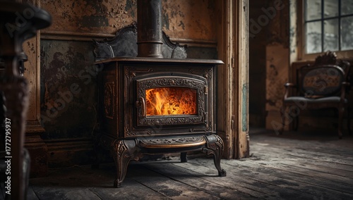 Antique stove set within a ...