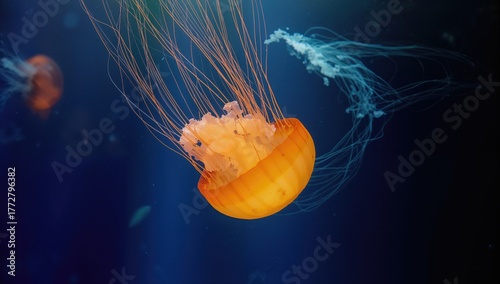 Jellyfish with orange nettl...