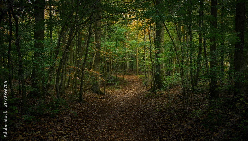 Obraz premium Vertical trail through the forest