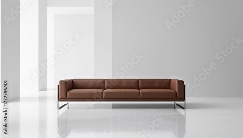 Leather Couch in a Bright, ...