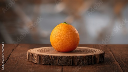 Fresh orange placed on a wo...