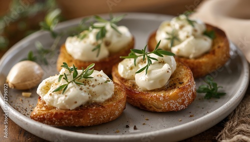 Crostini topped with mozzar...