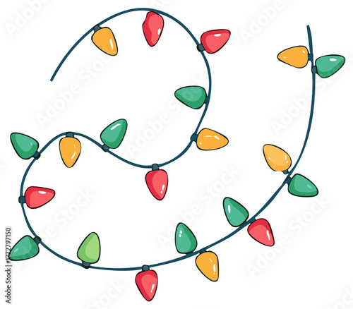 Colorful Festive String Lights Decoration for Christmas Holidays and Celebrations