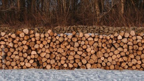 Firewood neatly arranged in...