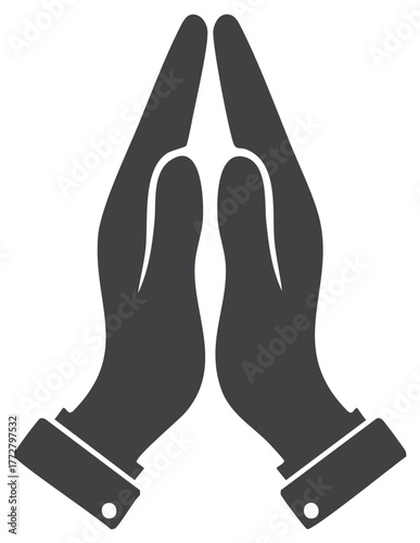 Simple silhouette of praying hands a powerful symbol of devotion and spiritual reverence