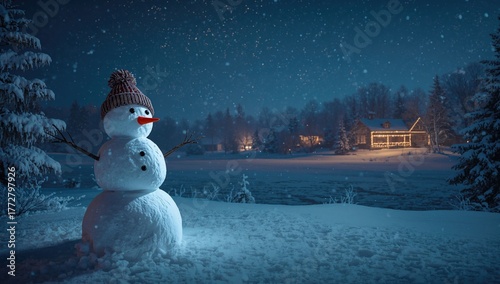 Snowman captured in a night...