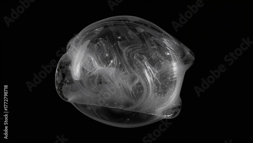 Foamy shaving cream bubble, isolated on a dark backdrop, potential skin irritation risk