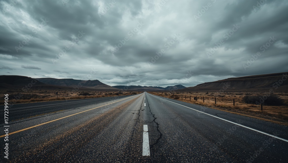 Naklejka premium Empty roads leading through a barren landscape, potential erosion risk