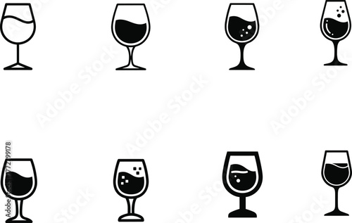 Collection of wine glass icons vector