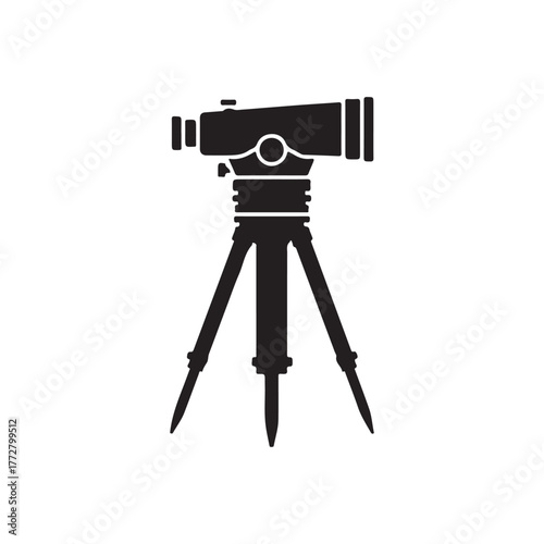 Theodolite icon silhouette vector flat illustration design on white background