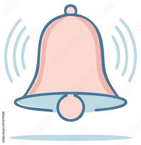 Ringing Bell Icon with Sound Waves Alert Notification Communication Reminder Wake Up Alarm Symbol