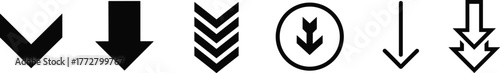 Collection of downward arrows icons vector