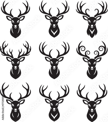 Deer head silhouette vector, deer head vector, deer head silhouette vector illustration