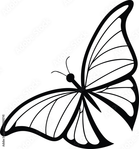 Minimalist Line Art Vector – Graceful Morpho Butterfly for Nature, Beauty, Coloring Pages, and Creative Design Projects