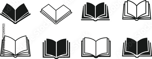 Collection of open book icons vector