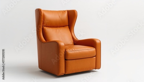 Leather armchair in orange ...