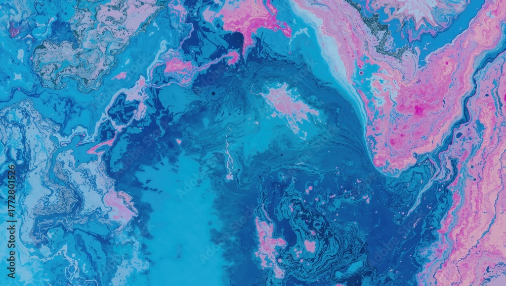 Naklejka premium Marble texture design in blue and pink hues, contemporary fluid art, suitable for modern wall decor