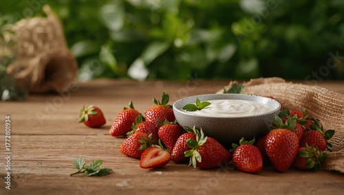 Fresh strawberries paired w...