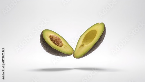 Halved avocados descending ...