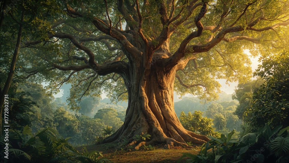Fototapeta premium A tropical tree found deep in the forest