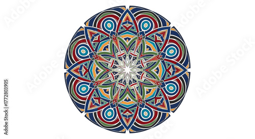 Intricate mandala design showcasing vibrant colors and geometric precision creating visual harmony