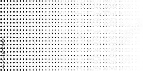 Dotted gradient vector illustration, white and black halftone background, horizontal seamless dotted lines, monochrome dots texture backdrop, retro effect. modern