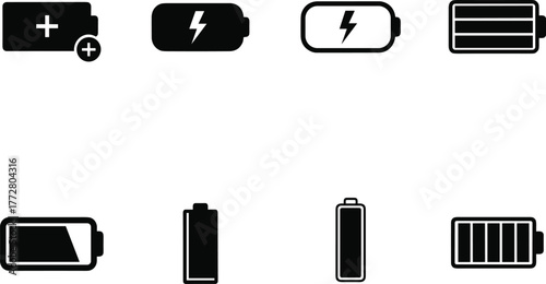 Battery charge level icons set vector