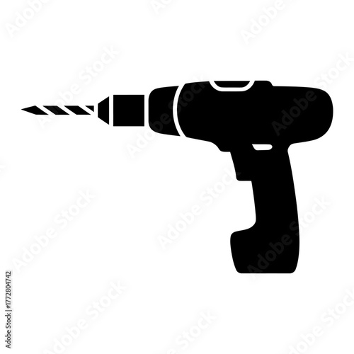 black and white Drill icon Silhouette vector on white background