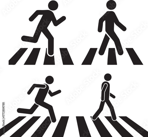 Man Walking and Running Silhouette – People Symbol Icon Illustration