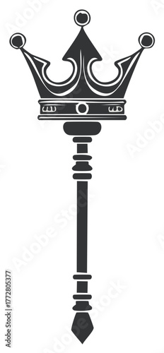 Royal Scepter with Crown Symbol of Authority and Power