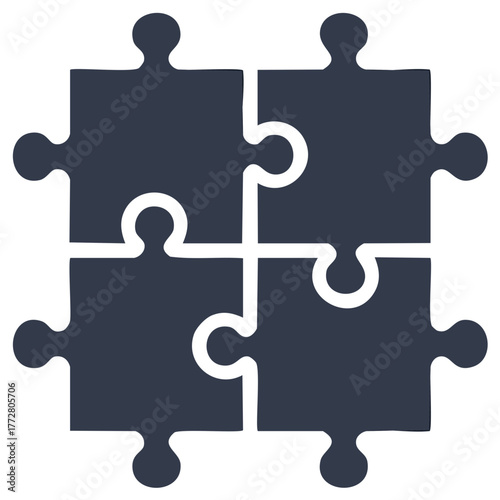 Dark Blue Puzzle Pieces Interlocking Completion Cooperation Connection Teamwork