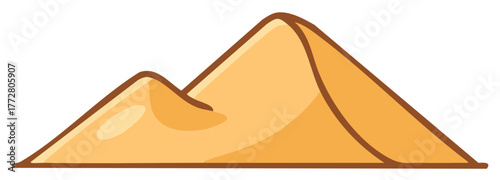 Illustration of Cartoonish Sand Dunes with Smooth Lines and a Light Tan Hue, Evoking a Sense of Simplicity and Desert Scenery