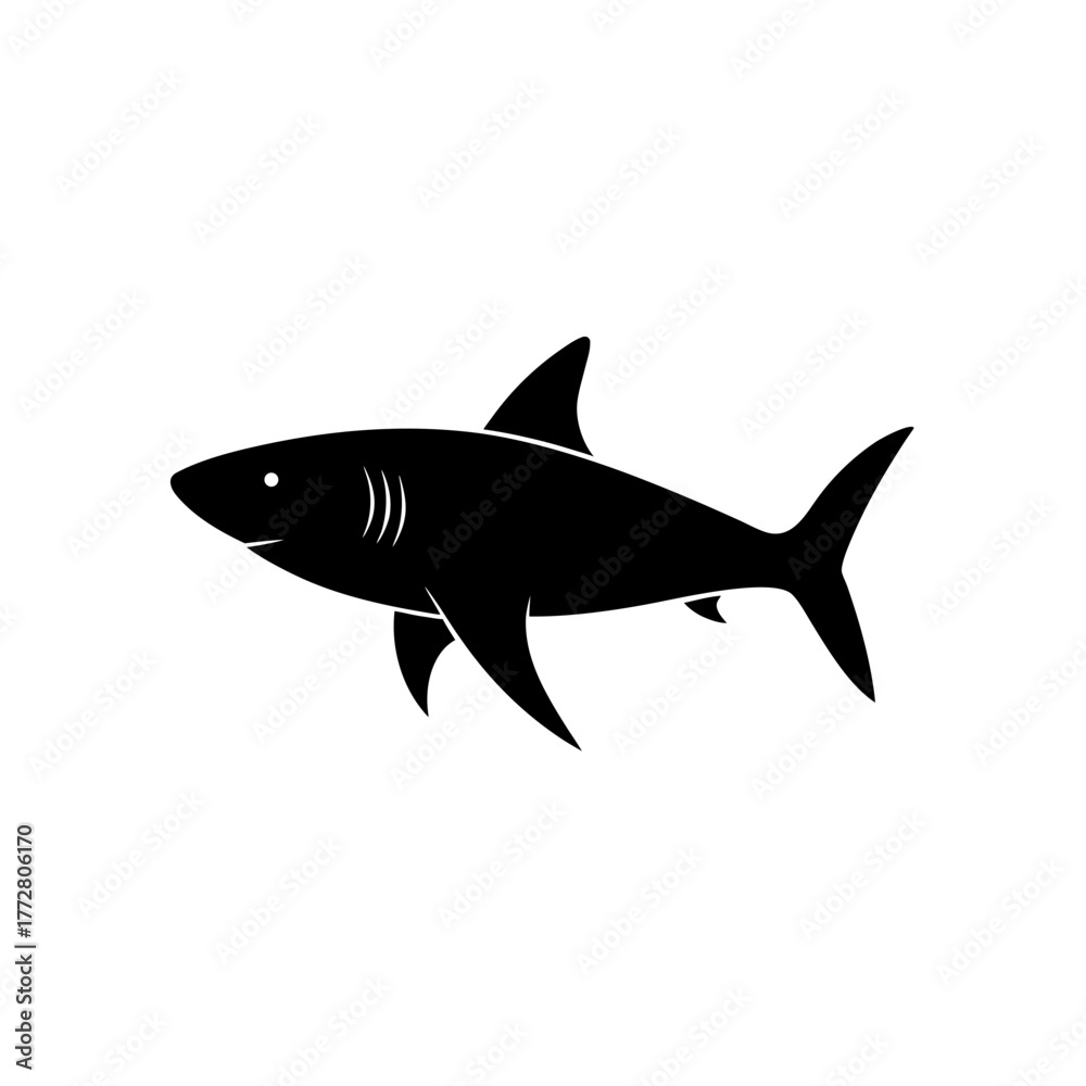 Obraz premium Silhouette of a shark art on transparent background