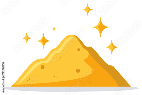 Golden pile sand mound illustration with shiny stars for decoration and embellishment element