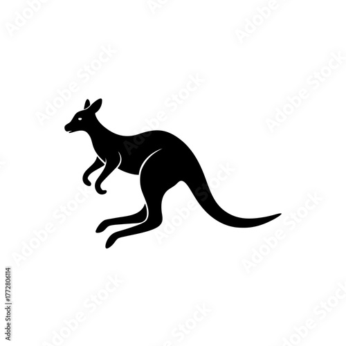Silhouette of a kangaroo on transparent background