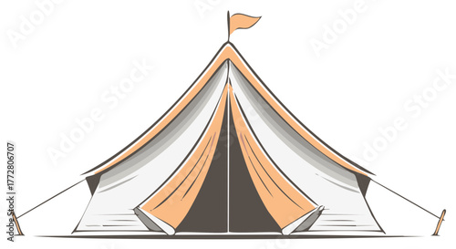 Camping Adventure Awaits: Tent with a Flag Illustration for Outdoor Enthusiasts