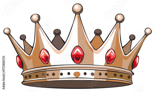 Golden Crown with Red Gems Illustration for Royalty, Power, and Luxury Design Ideas