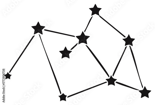 Simple Star Constellation Pattern Black and White Line Art Graphic